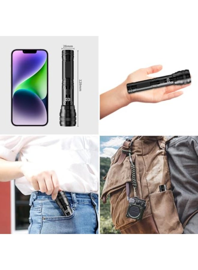 مصباح يدوي بقوة 20000 لومن مع LED، flashlight قابل للشحن، 5 أوضاع إضاءة مع شاشة LCD لعرض الطاقة، مصباح مقاوم للماء للتخييم، الأنشطة الخارجية، الطوارئ، واستخدام يومي. - Image 4