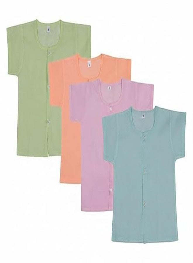 Fashtastic Unisex Baby Loose Fit Shirt | Baby Loose Fit Pehran | Sadra for Born Babies (Pack of: 4) (in, Age, 3 Months, 6 Months, Regular, Green, Orange, Pink, Sky) - Image 1