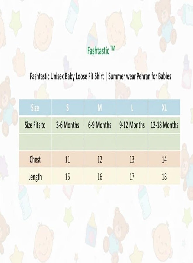 Fashtastic Unisex Baby Loose Fit Shirt | Baby Loose Fit Pehran | Sadra for Born Babies (Pack of: 4) (in, Age, 3 Months, 6 Months, Regular, Green, Orange, Pink, Sky) - Image 3