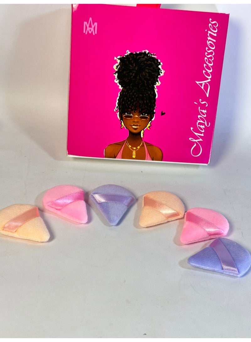 6 Pcs Powder Puff Face Soft Triangle Makeup Puff for Setting Loose, Mineral, Body Powder, Wedge Velour Cosmetic Sponge for Contouring, Under Eyes and Corners, Beauty Makeup Tools - Image 1
