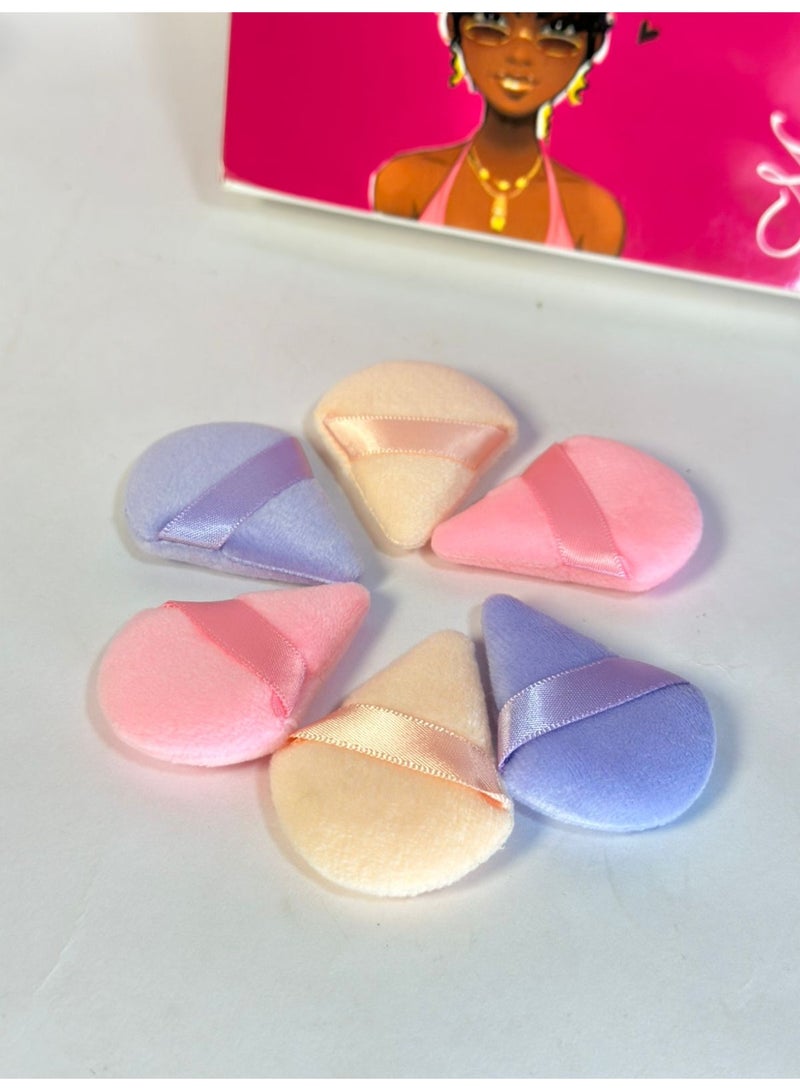 6 Pcs Powder Puff Face Soft Triangle Makeup Puff for Setting Loose, Mineral, Body Powder, Wedge Velour Cosmetic Sponge for Contouring, Under Eyes and Corners, Beauty Makeup Tools - Image 3