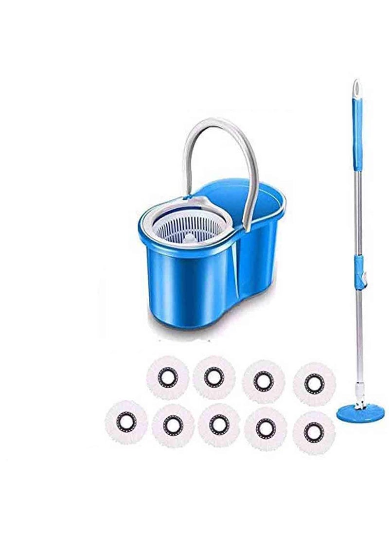 Whitecloud TRANSFORMING HOMES Whitecloud TRANSFORMING HOMES® Plastic Easy Magic 360 Degree Floor Cleaning PVC Dryer Bucket Mop Color Blue (with 9 Refills)  - Image 1