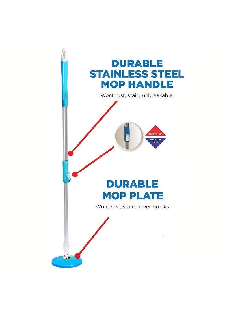 Whitecloud TRANSFORMING HOMES Whitecloud TRANSFORMING HOMES® Plastic Easy Magic 360 Degree Floor Cleaning PVC Dryer Bucket Mop Color Blue (with 9 Refills)  - Image 5