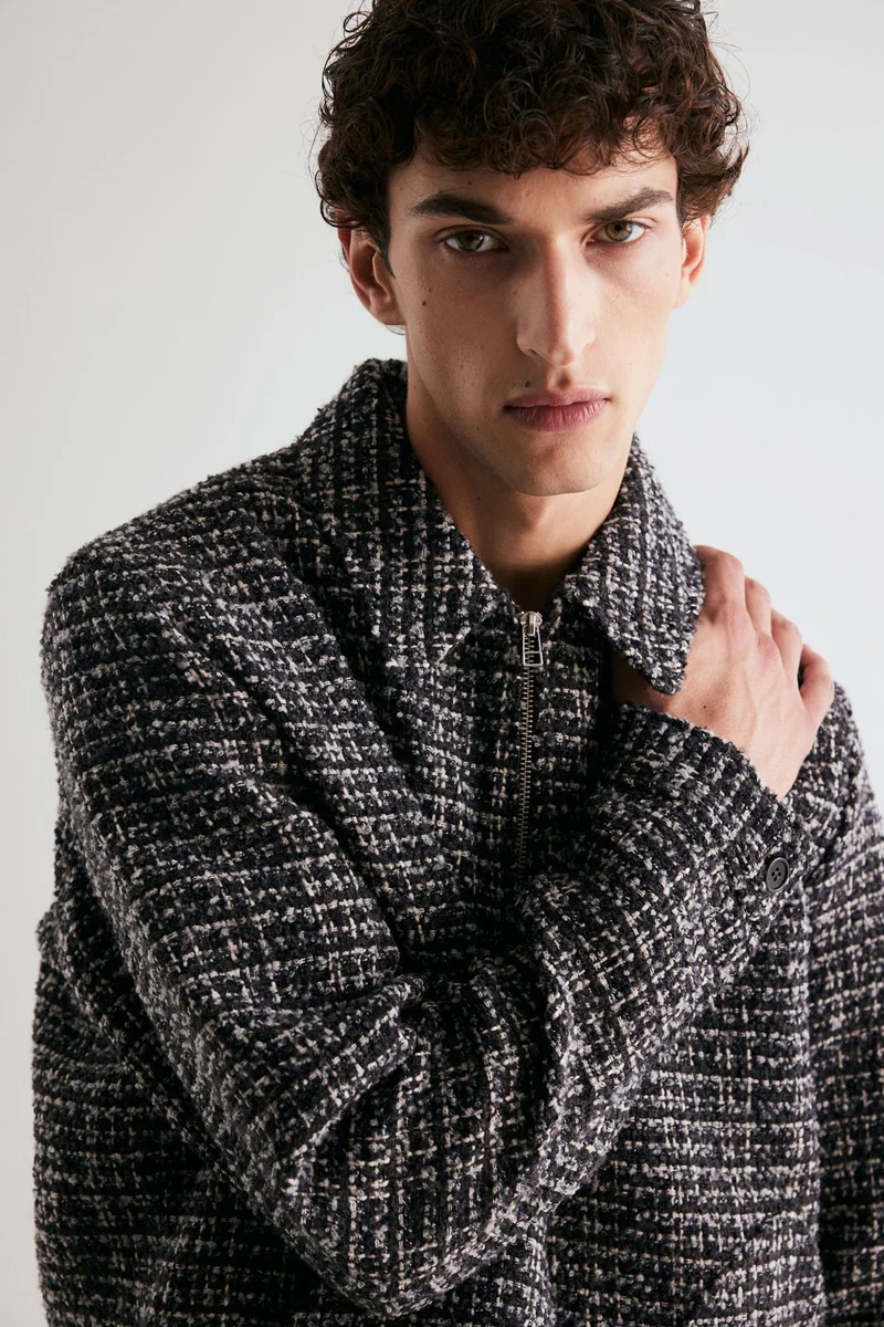 H&M Regular Fit Tweed Overshirt