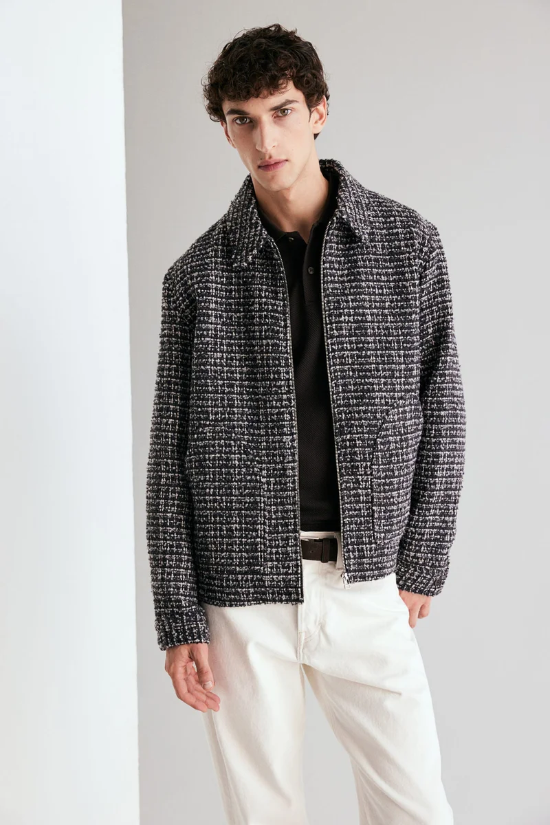 H&M Regular Fit Tweed Overshirt