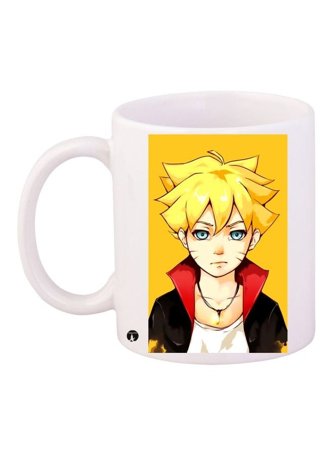 RYN Cartoon Printed Coffee Mug White/Yellow/Black 11ounce