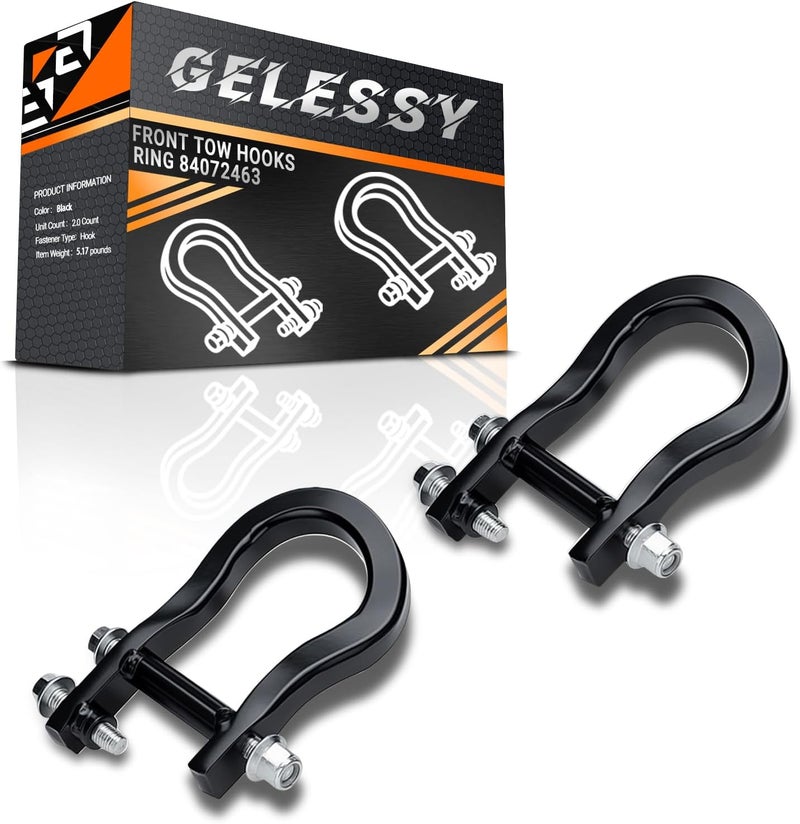 Gelessy خطافات سحب أمامية جيلسي 84072463 لسيارات شيفروليه سيلفرادو وسيرا 1500 من 2007-2019 - أسود (عبوة 2) - Image 1
