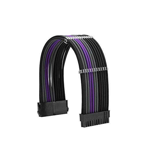 Formulamod Sleeve Extension Power Supply Cable Kit 18AWG ATX 24P+ EPS 8-P+PCI-E8-P with Combs for PSU to Motherboard/GPU Fm-NCK3 (Black Grey Purple) - Image 3