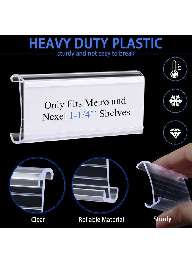 Yulejo - 200 Pieces Metro Shelf Label Holders Wire Rack Label Holder Clear Plastic Shelf Tags For Wire Shelving Clips With Label Paper Inserts Compatible With 11/4 Inch Shelves - Image 1