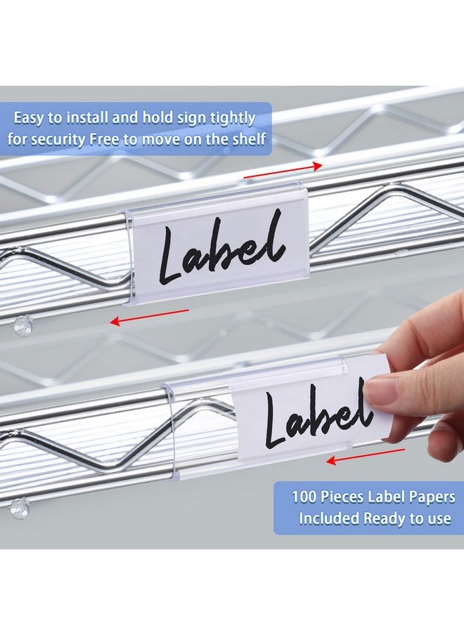 Yulejo - 200 Pieces Metro Shelf Label Holders Wire Rack Label Holder Clear Plastic Shelf Tags For Wire Shelving Clips With Label Paper Inserts Compatible With 11/4 Inch Shelves - Image 1