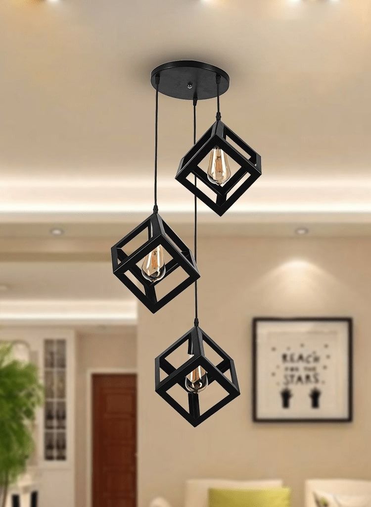 El Rawda Lighting Bura Ceiling Lamp | modern decorative LED E27 pendant light ceiling lamp hanging | suitable for any room | Color: Black | Size: 70x45 cm - Image 2