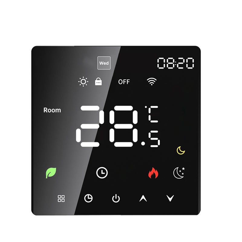 Smart Thermostat: Black WiFi Electric Heating, Weekly Programmable Function - LCD Touchscreen Display, Room Thermostat for Home Indoor Use With Manual & Automatic Mode, Child Lock - Image 3