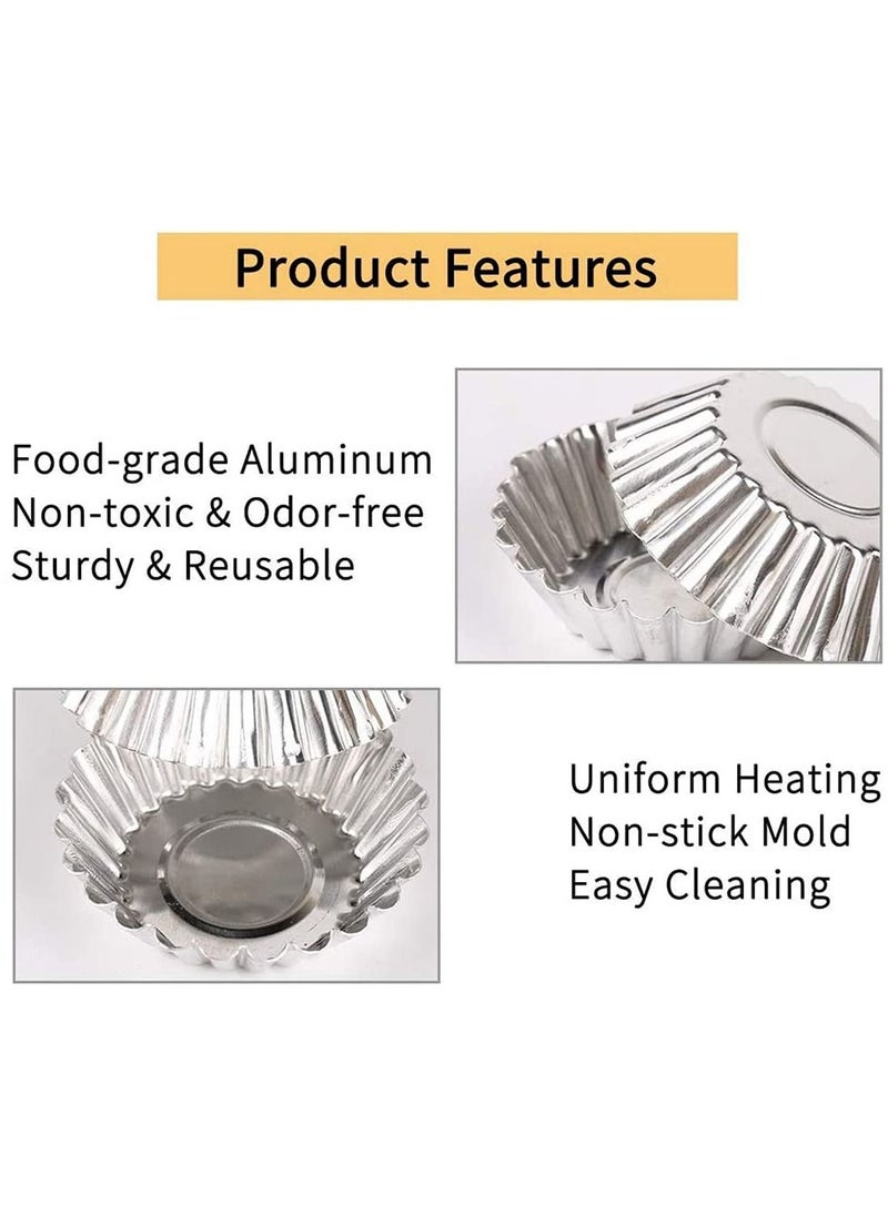 SYOSI 24 Pcs Egg Tart Molds, Non-Stick and Reusable Tart Pan for Baking, Aluminum Mini Mould for Tarts, Pies, Cupcakes, Mini Cakes, Pudding, Jello and Chocolate  - Image 3
