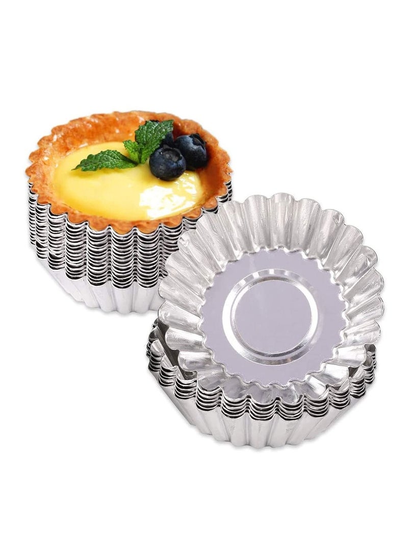 SYOSI 24 Pcs Egg Tart Molds, Non-Stick and Reusable Tart Pan for Baking, Aluminum Mini Mould for Tarts, Pies, Cupcakes, Mini Cakes, Pudding, Jello and Chocolate  - Image 1