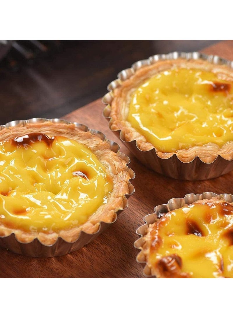 SYOSI 24 Pcs Egg Tart Molds, Non-Stick and Reusable Tart Pan for Baking, Aluminum Mini Mould for Tarts, Pies, Cupcakes, Mini Cakes, Pudding, Jello and Chocolate  - Image 2