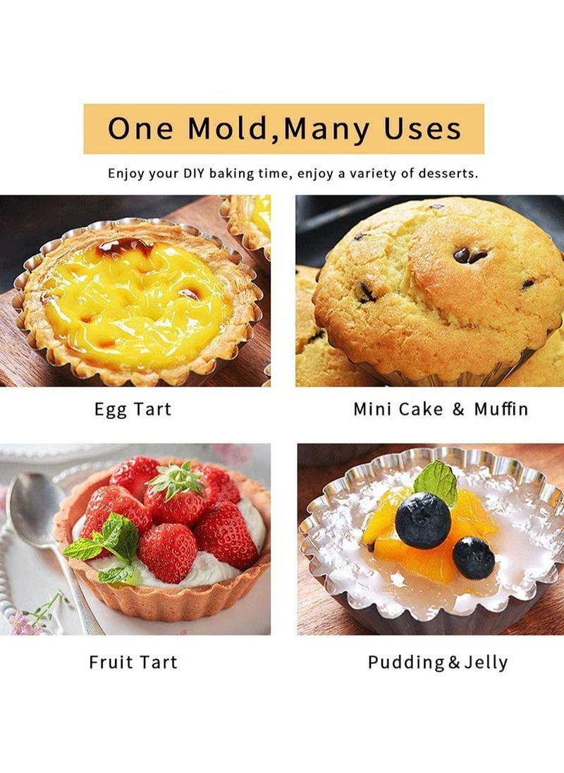 SYOSI 24 Pcs Egg Tart Molds, Non-Stick and Reusable Tart Pan for Baking, Aluminum Mini Mould for Tarts, Pies, Cupcakes, Mini Cakes, Pudding, Jello and Chocolate  - Image 4