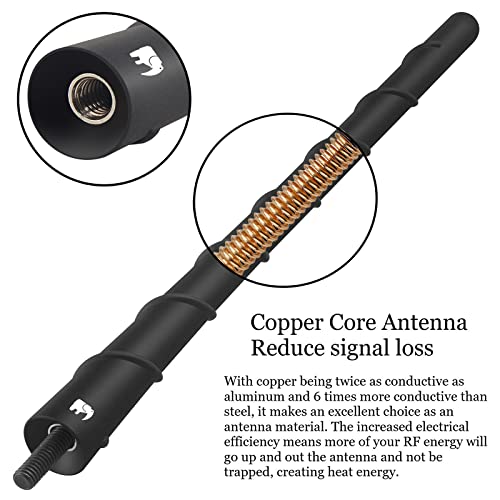 ONE250 8" Spiral Flexible Copper Core Antenna, Compatible with Toyota Tundra, Tacoma, FJ Cruiser - Optimized FM/AM Reception (Black) - Image 3