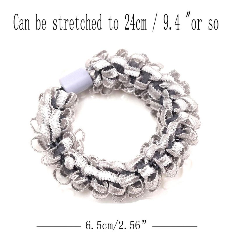 Nicedmm 8 Pcs Women High Elasticity Corn Flower Hair Circle Scrunchie Hair Rope - Rubber Band Lace Hair Band Hair Ring Hair Tie - Image 2