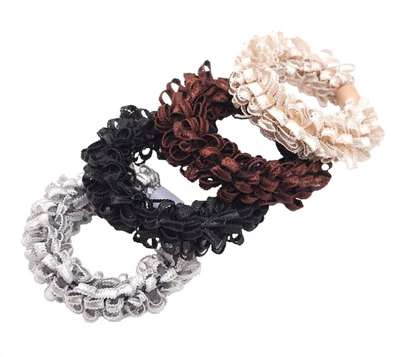 Nicedmm 8 Pcs Women High Elasticity Corn Flower Hair Circle Scrunchie Hair Rope - Rubber Band Lace Hair Band Hair Ring Hair Tie - Image 1
