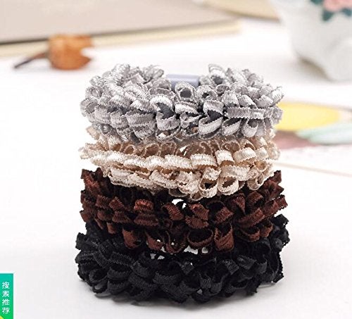 Nicedmm 8 Pcs Women High Elasticity Corn Flower Hair Circle Scrunchie Hair Rope - Rubber Band Lace Hair Band Hair Ring Hair Tie - Image 5