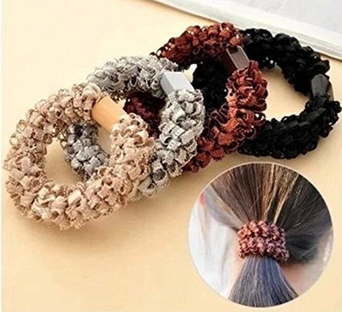 Nicedmm 8 Pcs Women High Elasticity Corn Flower Hair Circle Scrunchie Hair Rope - Rubber Band Lace Hair Band Hair Ring Hair Tie - Image 4