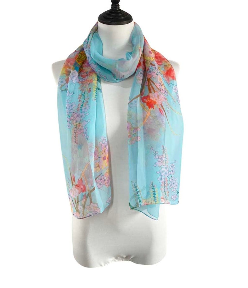 Acotavie Scarfs for Women Lightweight Fashion Scarves Print Floral Pattern Scarf Shawl Wraps (A12) - Image 2