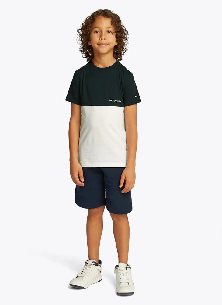 تومي هيلفيغر Kids Colorblock T-Shirt & Shorts Set