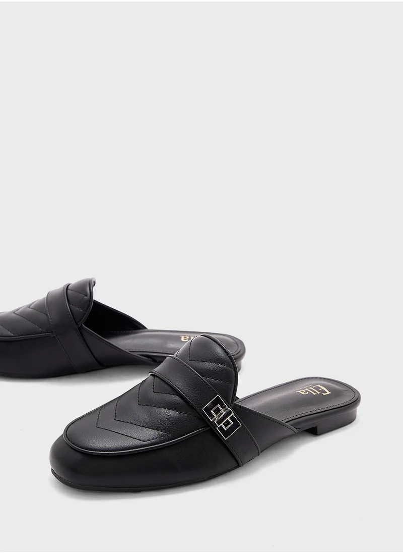 ايلا Quilted Metal Trim Detail Slip On Shoe