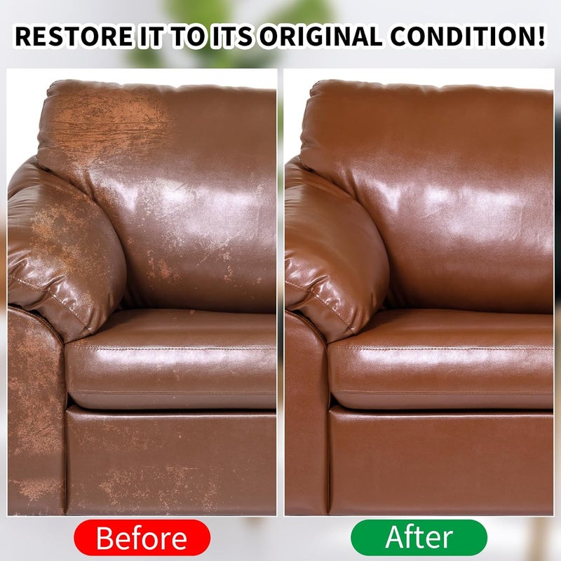 WEYSTOM 8.5 OZ Leather Recoloring Balm with 100ML Leather Conditioner - Light Brown Leather Repair Kit for Furniture, Leather Dye, Recolor, Renew, Repair & Restore Aged, Faded, Cracked, Peeling and Scuffed - Image 5