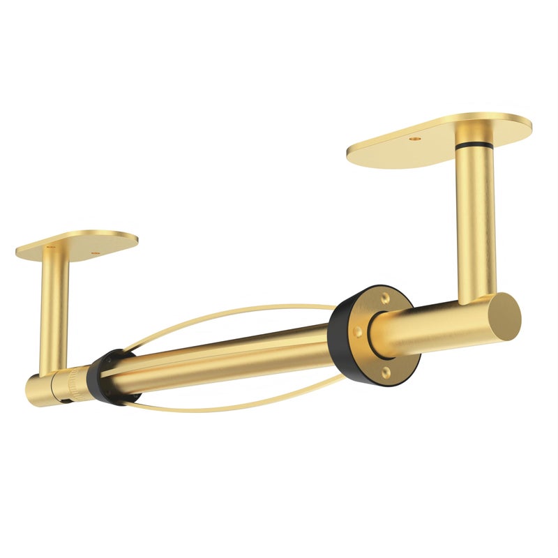 WZRUA Paper Towel Holder Under Cabinet, Single Hand Operable Roll Holder with Damping Effect,Self-Adhesive or Drilled SUS304 Stainless Steel for Kitchen Bathroom,Gold - Image 1