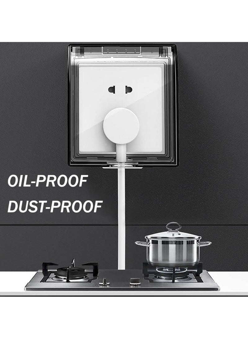 PYC 2 Pcs Plastic Wall Switch Waterproof Cover Box, Universal Plug Socket Cover, Wall Light Panel Socket Doorbell Flip Cap Cover, Home Bathroom Kitchen Accessory (Transparent-Black) - Image 5
