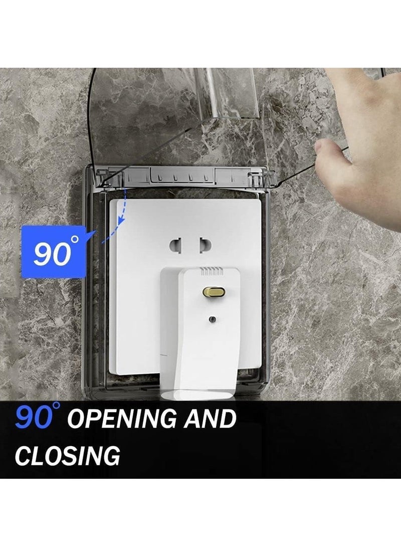 PYC 2 Pcs Plastic Wall Switch Waterproof Cover Box, Universal Plug Socket Cover, Wall Light Panel Socket Doorbell Flip Cap Cover, Home Bathroom Kitchen Accessory (Transparent-Black) - Image 4
