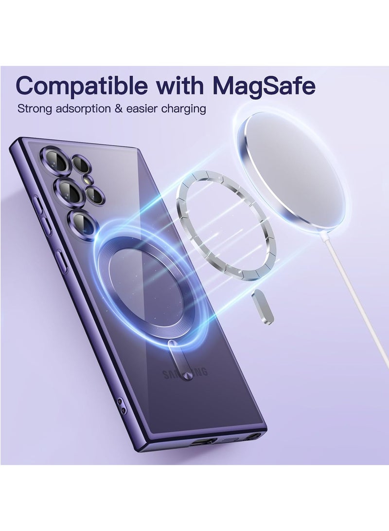 Denx Magnetic Clear Case for Samsung Galaxy S24 Ultra, Camera Lens Full Protection, Soft TPU Phone Cover, Compatible with MagSafe Wireless Charging, Shockproof TPU Phone Cover (Titanium Violet) - Image 3