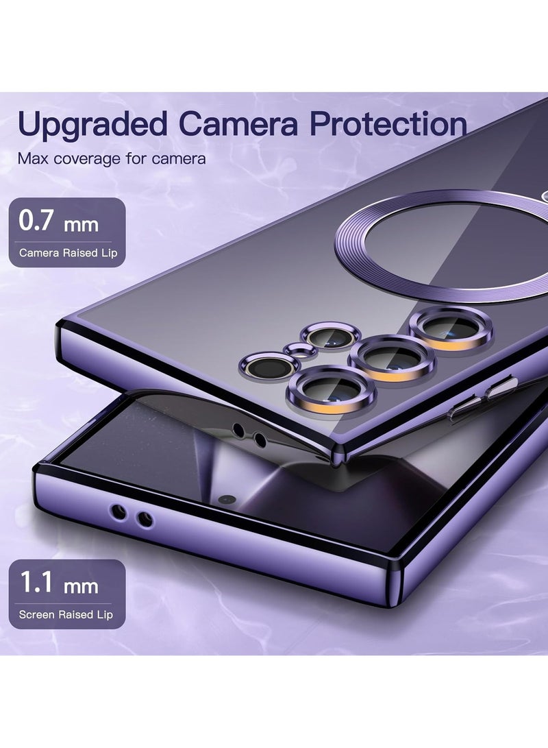 Denx Magnetic Clear Case for Samsung Galaxy S24 Ultra, Camera Lens Full Protection, Soft TPU Phone Cover, Compatible with MagSafe Wireless Charging, Shockproof TPU Phone Cover (Titanium Violet) - Image 4