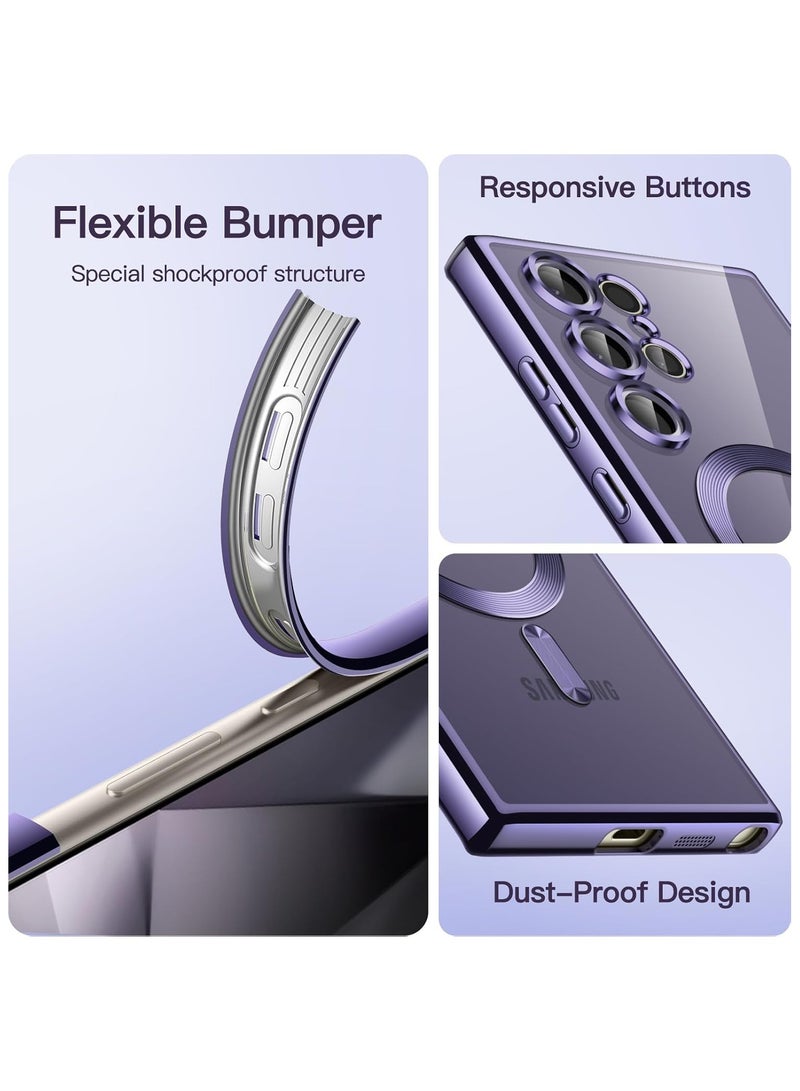 Denx Magnetic Clear Case for Samsung Galaxy S24 Ultra, Camera Lens Full Protection, Soft TPU Phone Cover, Compatible with MagSafe Wireless Charging, Shockproof TPU Phone Cover (Titanium Violet) - Image 5