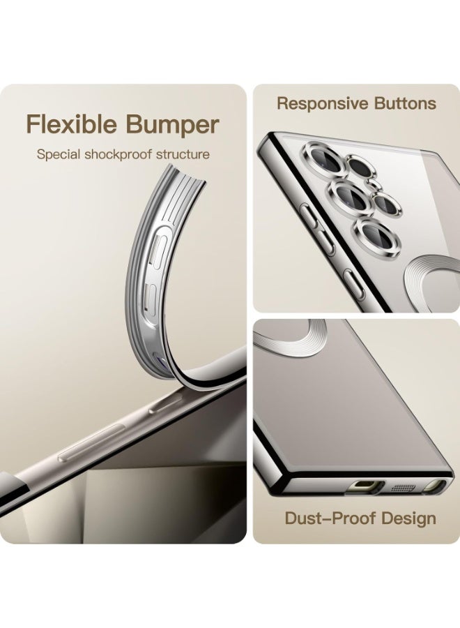 أكاليكس جراب مغناطيسي لهاتف سامسونج S24 ألترا، جراب شفاف، [متوافق مع ماج سيف، واقي عدسة كاميرا مدمج] | رمادي تيتانيوم - Image 5