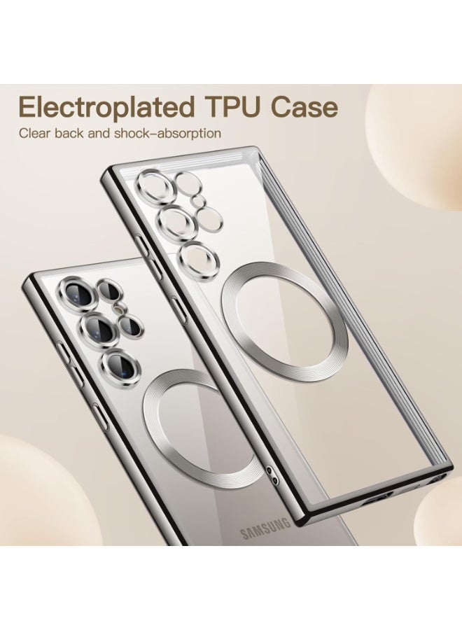 أكاليكس جراب مغناطيسي لهاتف سامسونج S24 ألترا، جراب شفاف، [متوافق مع ماج سيف، واقي عدسة كاميرا مدمج] | رمادي تيتانيوم - Image 2