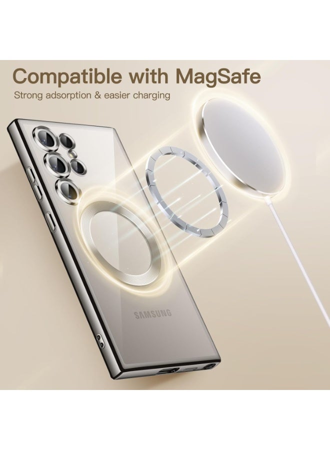 أكاليكس جراب مغناطيسي لهاتف سامسونج S24 ألترا، جراب شفاف، [متوافق مع ماج سيف، واقي عدسة كاميرا مدمج] | رمادي تيتانيوم - Image 3