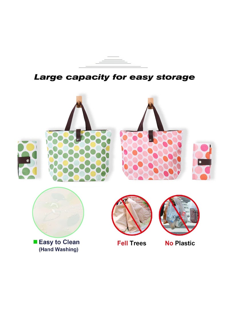 2 Pack Waterproof Foldable Reusable Grocery Bags Portable Tote Bags for Easy Carry Shopping - Image 4