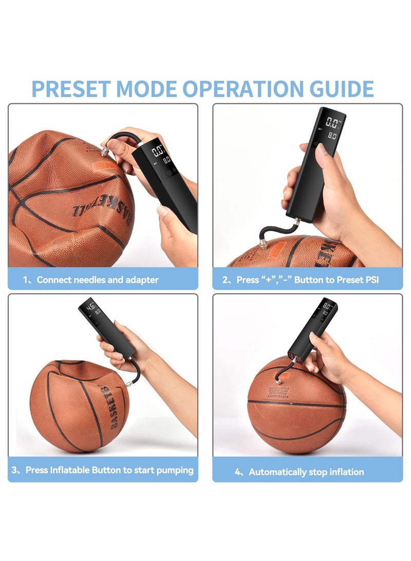 Bluejw Mini Electric Vehicle Air Pump Portable Car Wireless Air Pump Bicycle Electric Vehicle Air Pump Intelligent Football Pump Portable Fast Ball Charger Suitable For Football Basketball Volleyball Rugby - Image 5