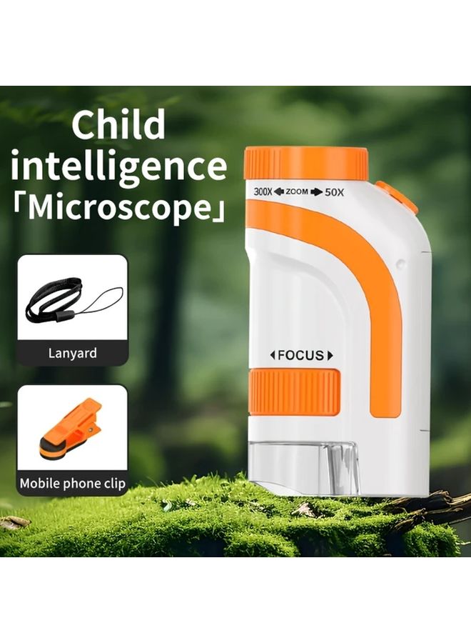 Orange Kids Microscope Science Experiment Toy Portable Insect Plant Observation Kit - Image 1