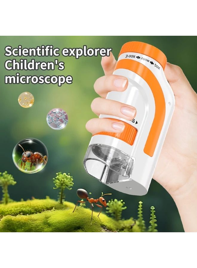 Orange Kids Microscope Science Experiment Toy Portable Insect Plant Observation Kit - Image 2
