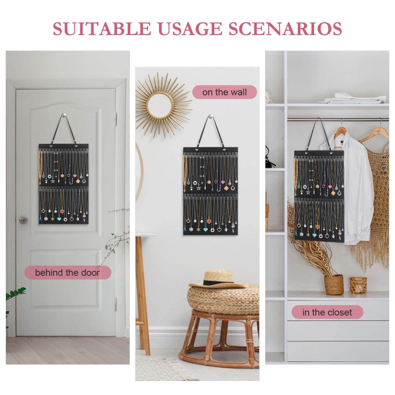 Caffox Hanging Necklaces Holder, Large Jewelry Organizer for Necklaces, Bracelets, and Ankles, Necklaces Display Storage Hanger for Wall, Closet and Door - Image 5