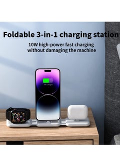 SYOSI Foldable 3 in 1 Charging Station, Protable Travel Charger Dock Stand for iPhone Multiple Devices, 10W Fast Charging Pad for iPhone 14 Pro Max/13/12/11/X, For Airpods, For Apple Watch 8/Ultra/7/6/SE/5  - Image 3