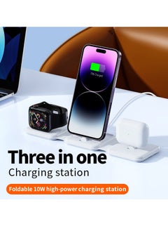 SYOSI Foldable 3 in 1 Charging Station, Protable Travel Charger Dock Stand for iPhone Multiple Devices, 10W Fast Charging Pad for iPhone 14 Pro Max/13/12/11/X, For Airpods, For Apple Watch 8/Ultra/7/6/SE/5  - Image 2