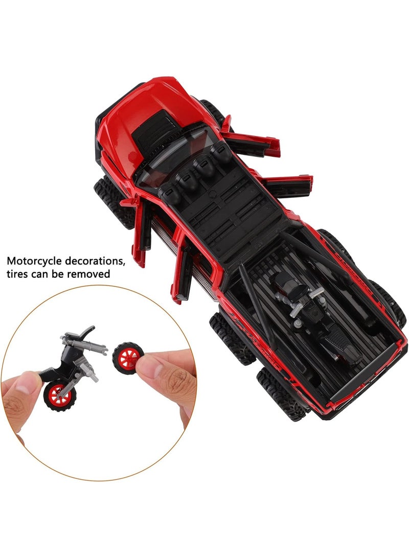 Toy Pickup F150 six-Wheel (Length 8.6 inch) Metal die-cast Model car Sound and Light with Motorcycle Toy car 3 4 5 6 7 8 9 10 11 12 Year Old boy Toy (Red) - Image 4