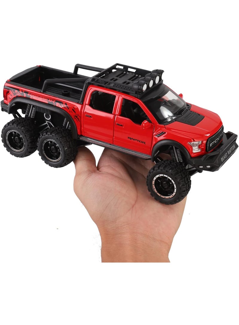 Toy Pickup F150 six-Wheel (Length 8.6 inch) Metal die-cast Model car Sound and Light with Motorcycle Toy car 3 4 5 6 7 8 9 10 11 12 Year Old boy Toy (Red) - Image 5