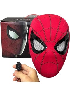Spider Hero Mask Remote Control Movable Mechanical Eyes, Realistic Spider Super Hero Full Mask Moving Lenses Cosplay, Wearable Movie Prop Mask Great Gift for Man and Kids