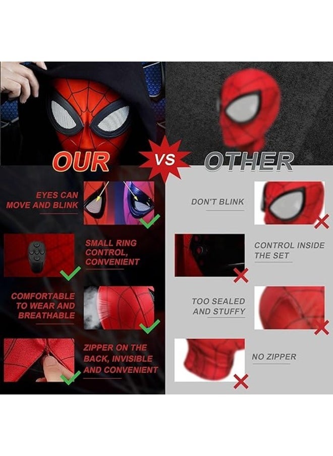 Generic - Spider Hero Mask Remote Control Movable Mechanical Eyes, Realistic Spider Super Hero Full Mask Moving Lenses Cosplay, Wearable Movie Prop Mask Great Gift for Man and Kids - Image 1