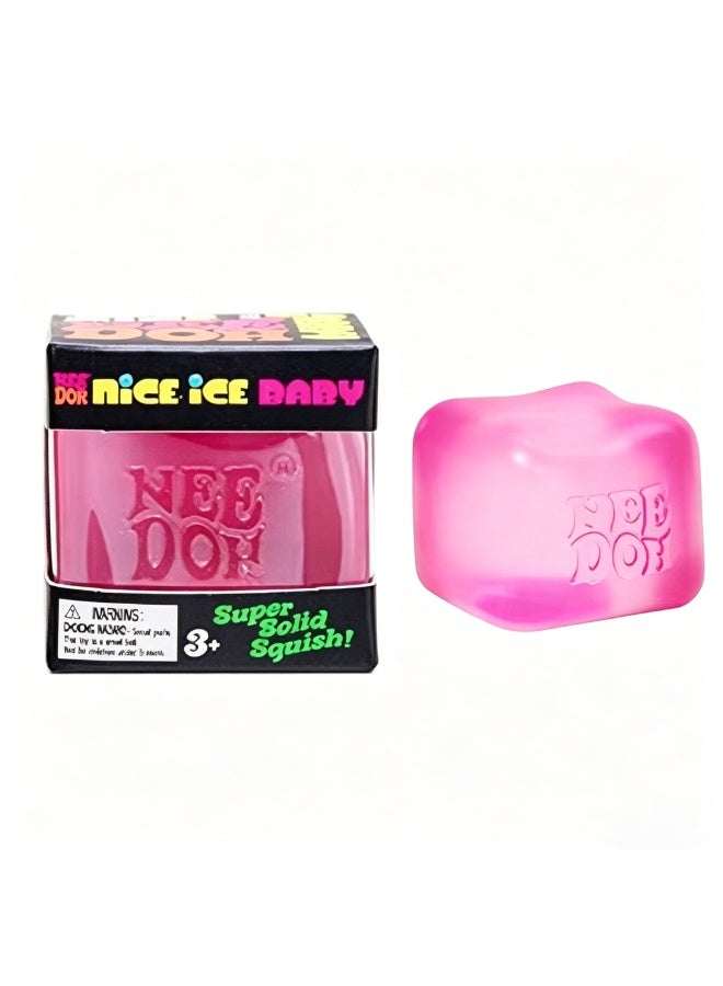 NeeDoh Nice Cube Sensory Squeeze Toy, Super Solid Squish Stress Relief Cube, Returns to Shape for Endless Fidget Fun, Soft & Durable, 2.25 Inch Pink Cube - Image 1